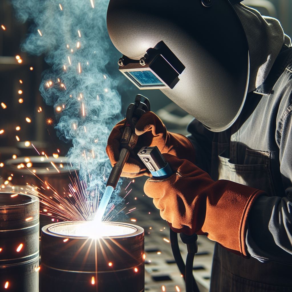 High-tech seam welder in action.
